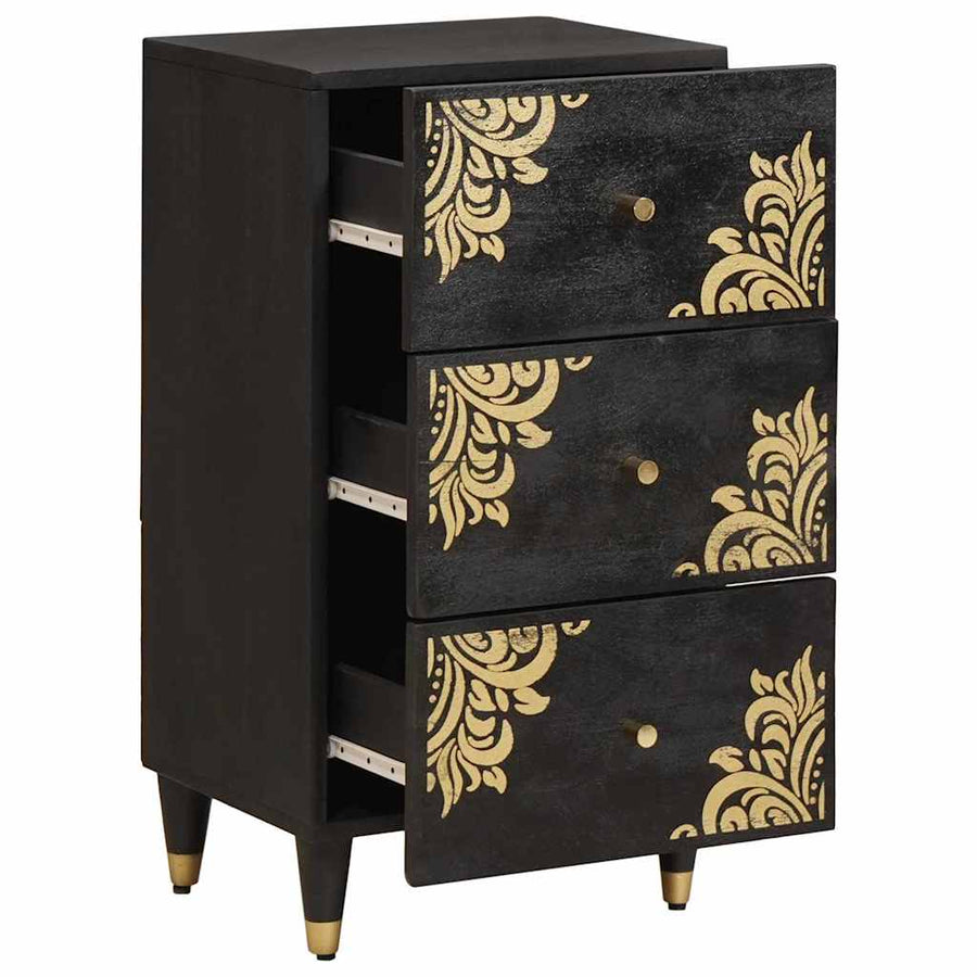 Dressoir met lade Zwart 40 x 33 x 75 cm Massief Mango Hout