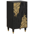 Dressoir massief mangohout 40x33x75 cm zwart