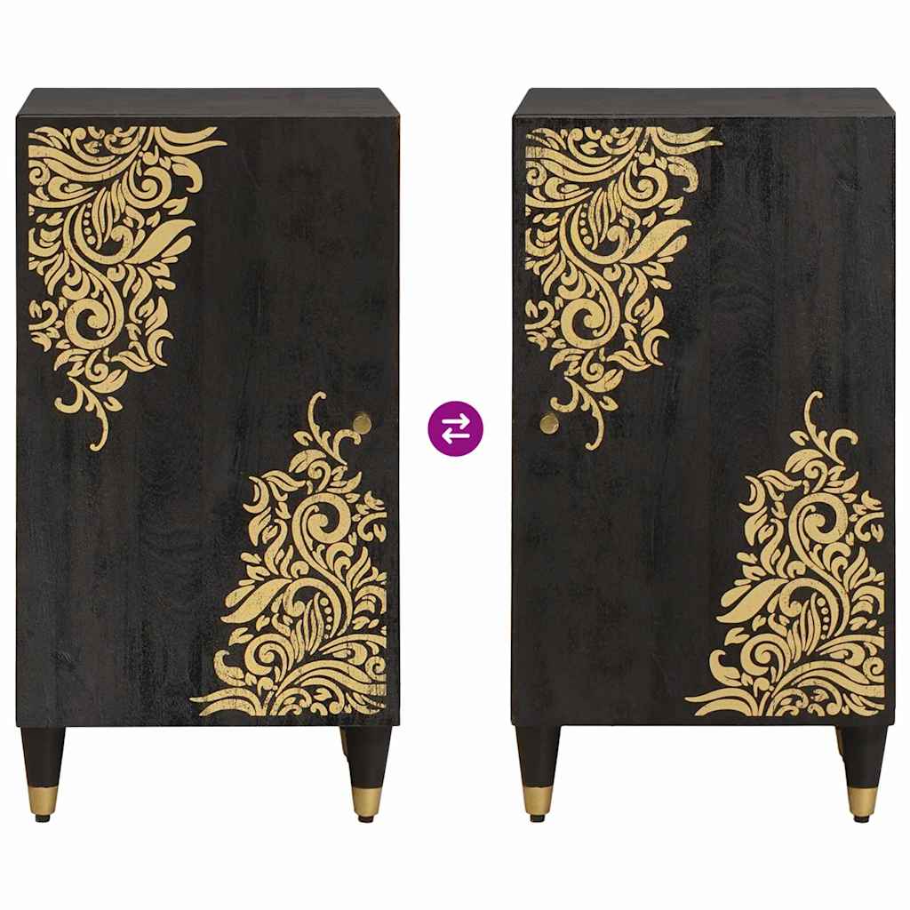 Dressoir met plank Zwart 40 x 33 x 75 cm Massief Mango Hout