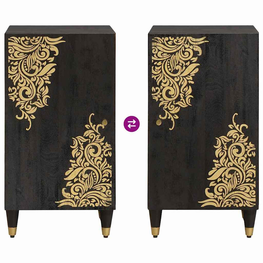 Dressoir met plank Zwart 40 x 33 x 75 cm Massief Mango Hout