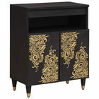 Dressoir massief mango hout 60x33x75 cm zwart