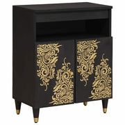 Dressoir massief mango hout 60x33x75 cm zwart