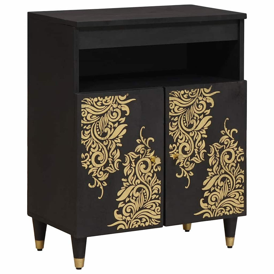 Dressoir met plank Zwart 60 x 33 x 75 cm Massief Mango Hout
