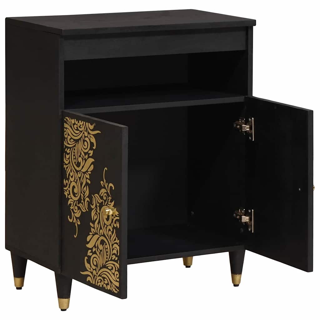 Dressoir met plank Zwart 60 x 33 x 75 cm Massief Mango Hout