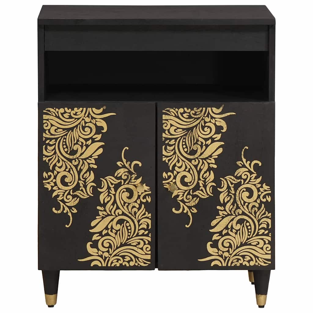 Dressoir met plank Zwart 60 x 33 x 75 cm Massief Mango Hout