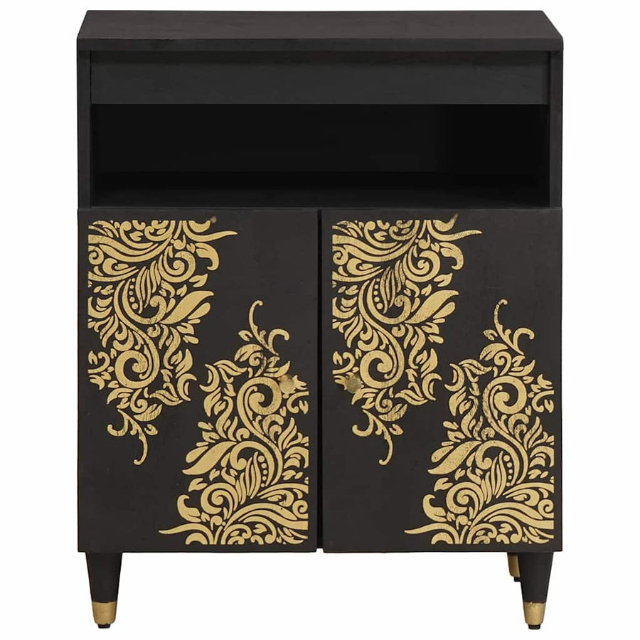 Dressoir met plank Zwart 60 x 33 x 75 cm Massief Mango Hout