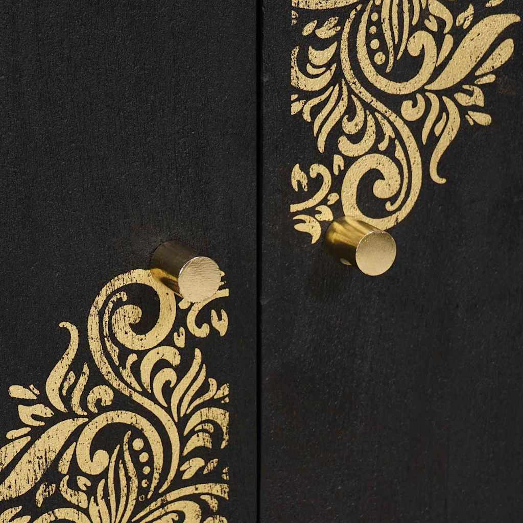 Dressoir met plank Zwart 60 x 33 x 75 cm Massief Mango Hout