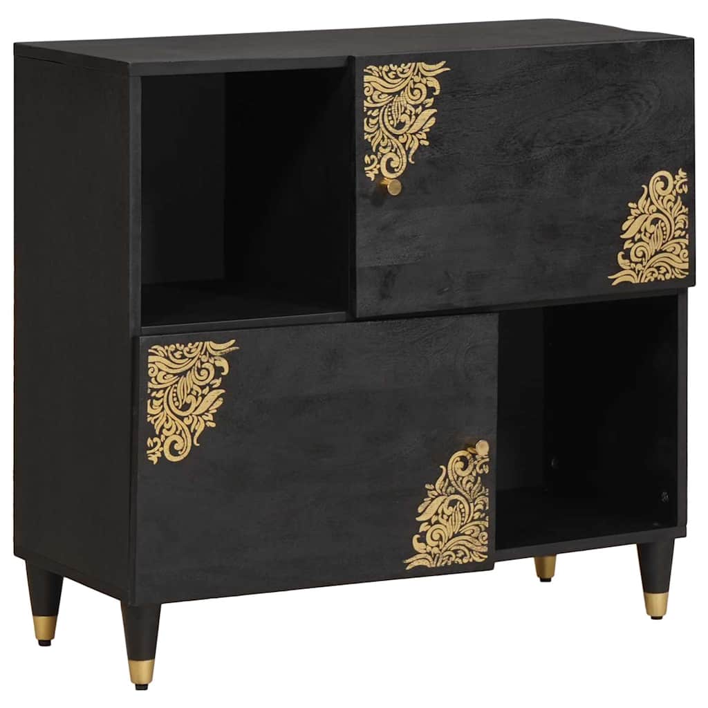 Dressoir met plank Zwart 80 x 33 x 75 cm Massief Mango Hout
