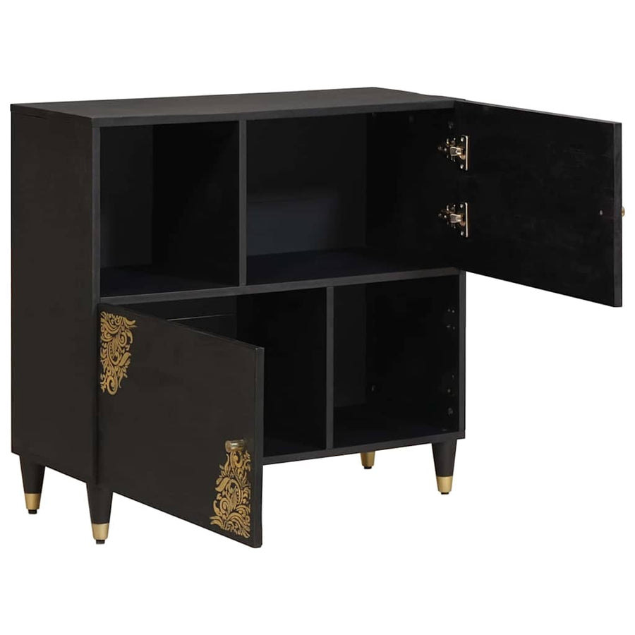 Dressoir met plank Zwart 80 x 33 x 75 cm Massief Mango Hout
