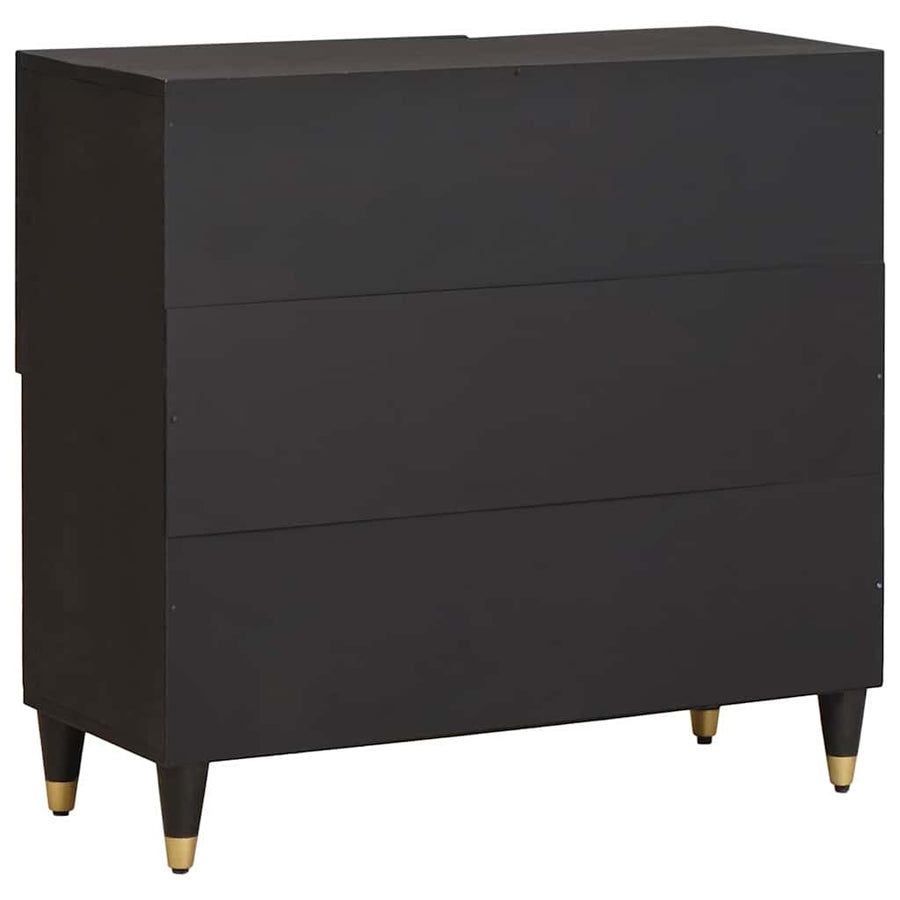 Dressoir met plank Zwart 80 x 33 x 75 cm Massief Mango Hout