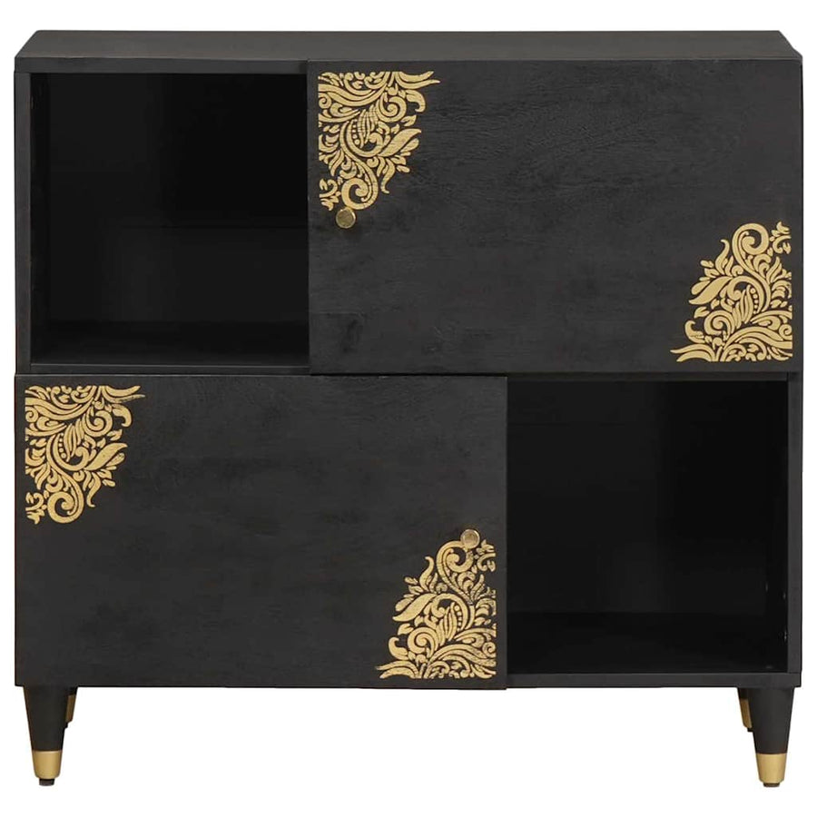 Dressoir met plank Zwart 80 x 33 x 75 cm Massief Mango Hout