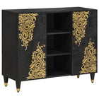 Dressoir massief mangohout 90x33x75 cm zwart