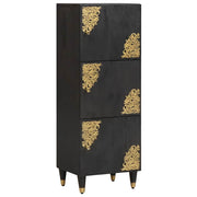 Hoge kast massief mangohout zwart 40x33x110 cm