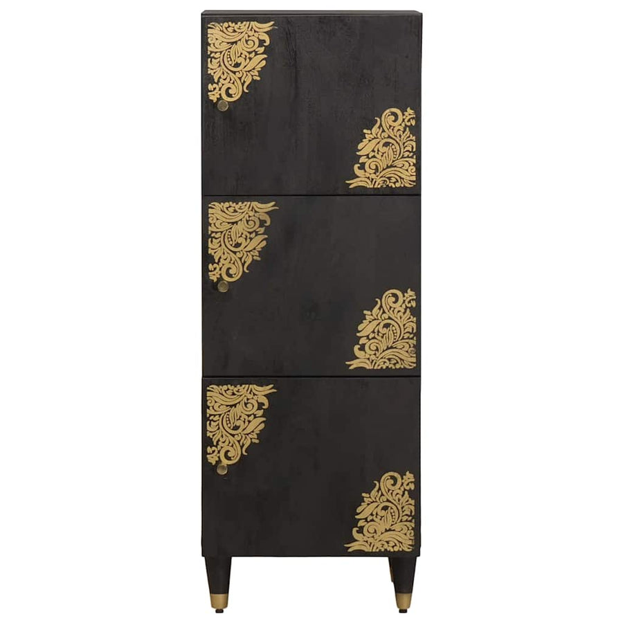 Hoge kast met plank Zwart 40 x 33 x 110 cm Massief Mango Hout