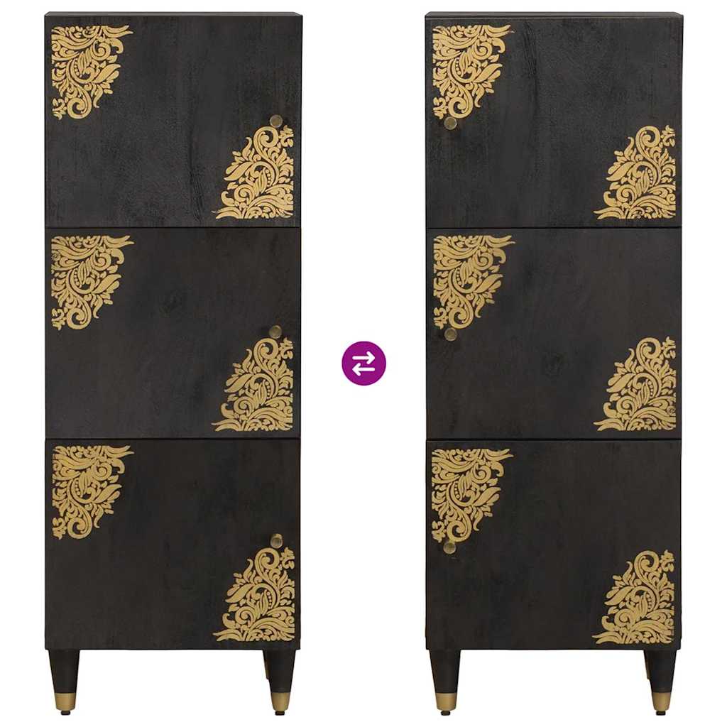 Hoge kast met plank Zwart 40 x 33 x 110 cm Massief Mango Hout