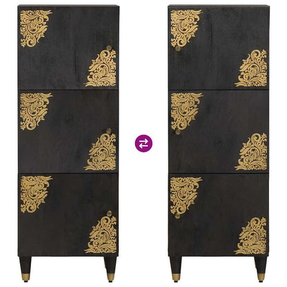 Hoge kast met plank Zwart 40 x 33 x 110 cm Massief Mango Hout