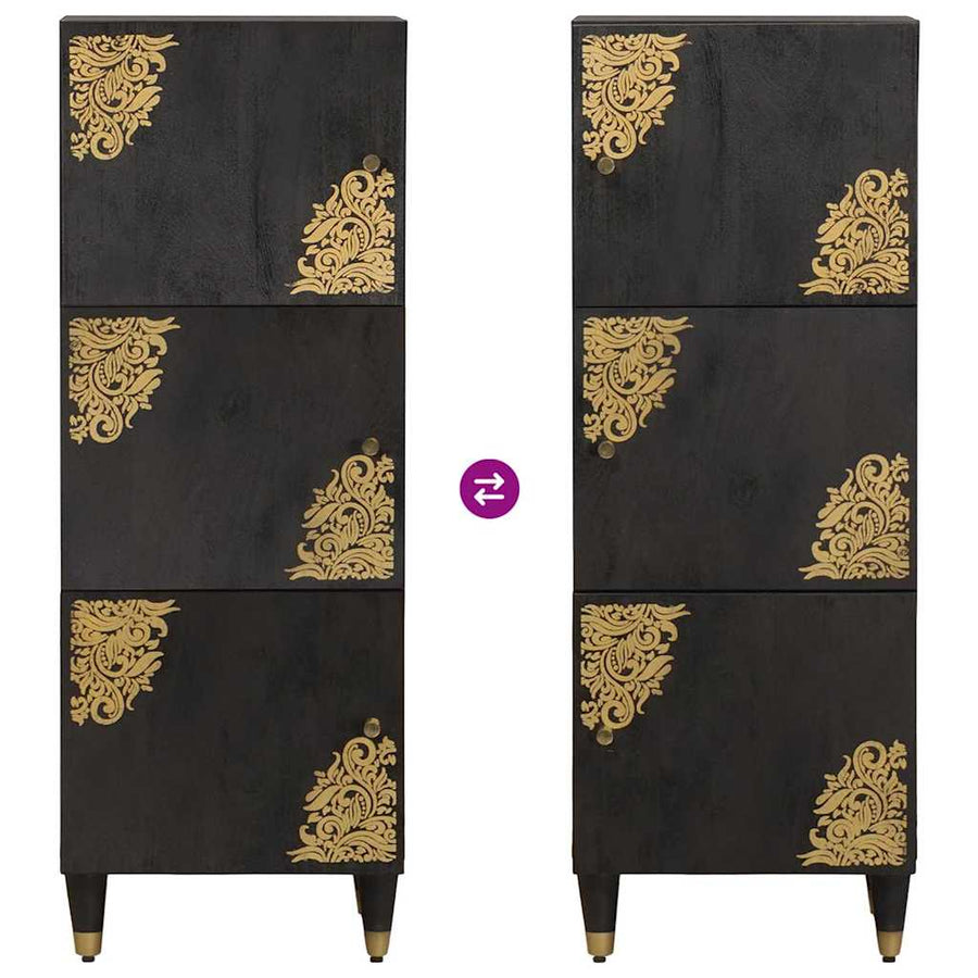 Hoge kast met plank Zwart 40 x 33 x 110 cm Massief Mango Hout