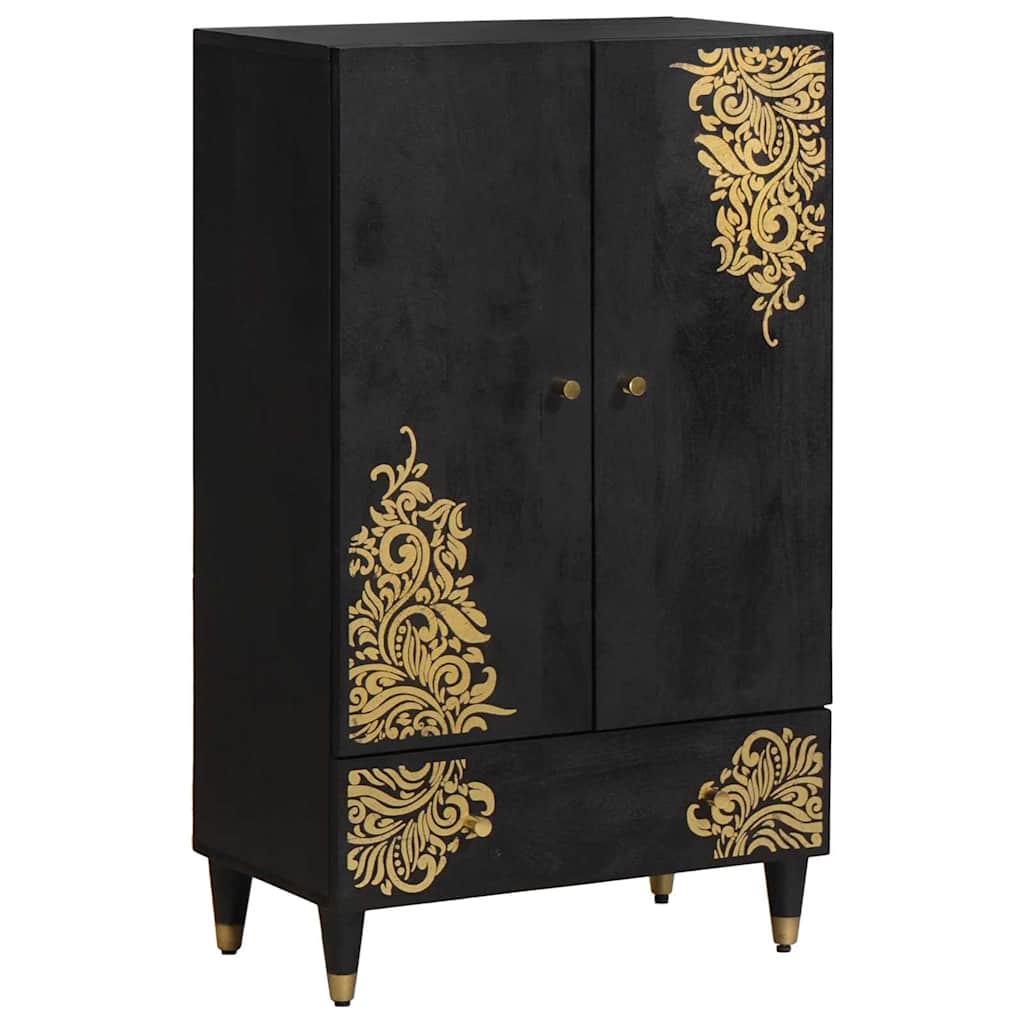 Hoge kast met lade Zwart 60 x 33 x 100 cm Massief Mango Hout
