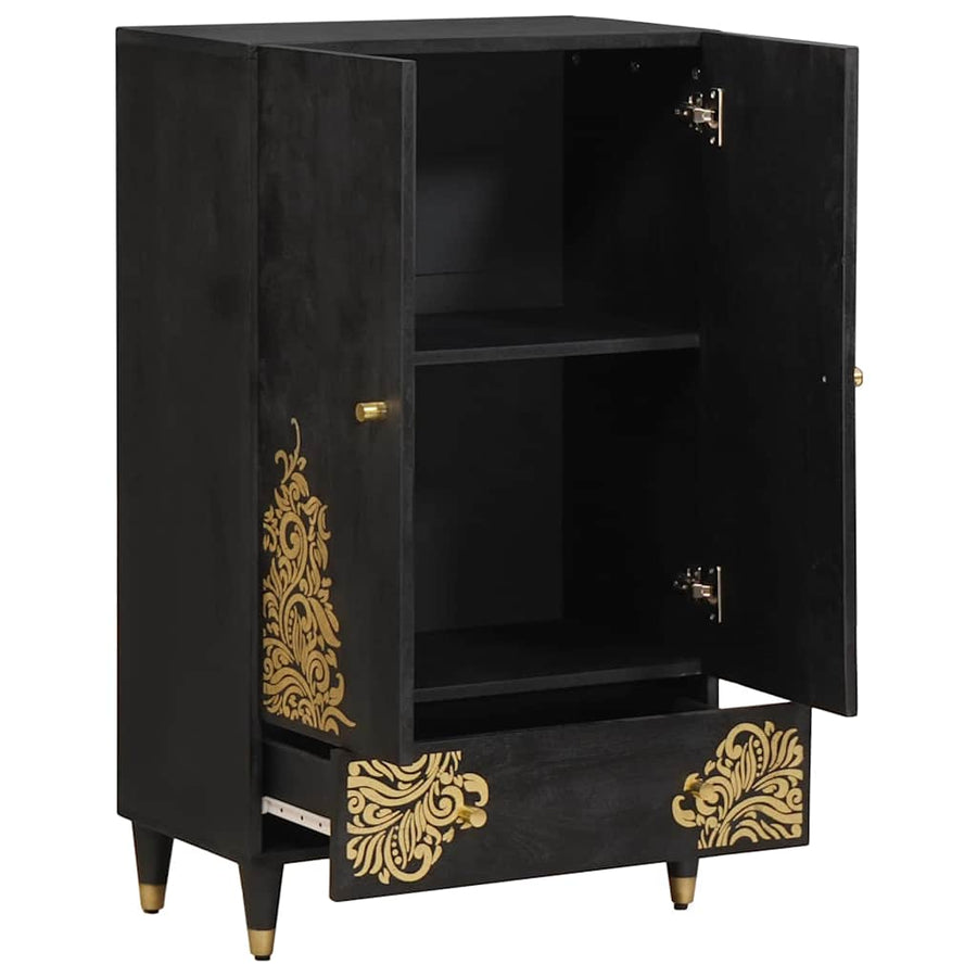 Hoge kast met lade Zwart 60 x 33 x 100 cm Massief Mango Hout