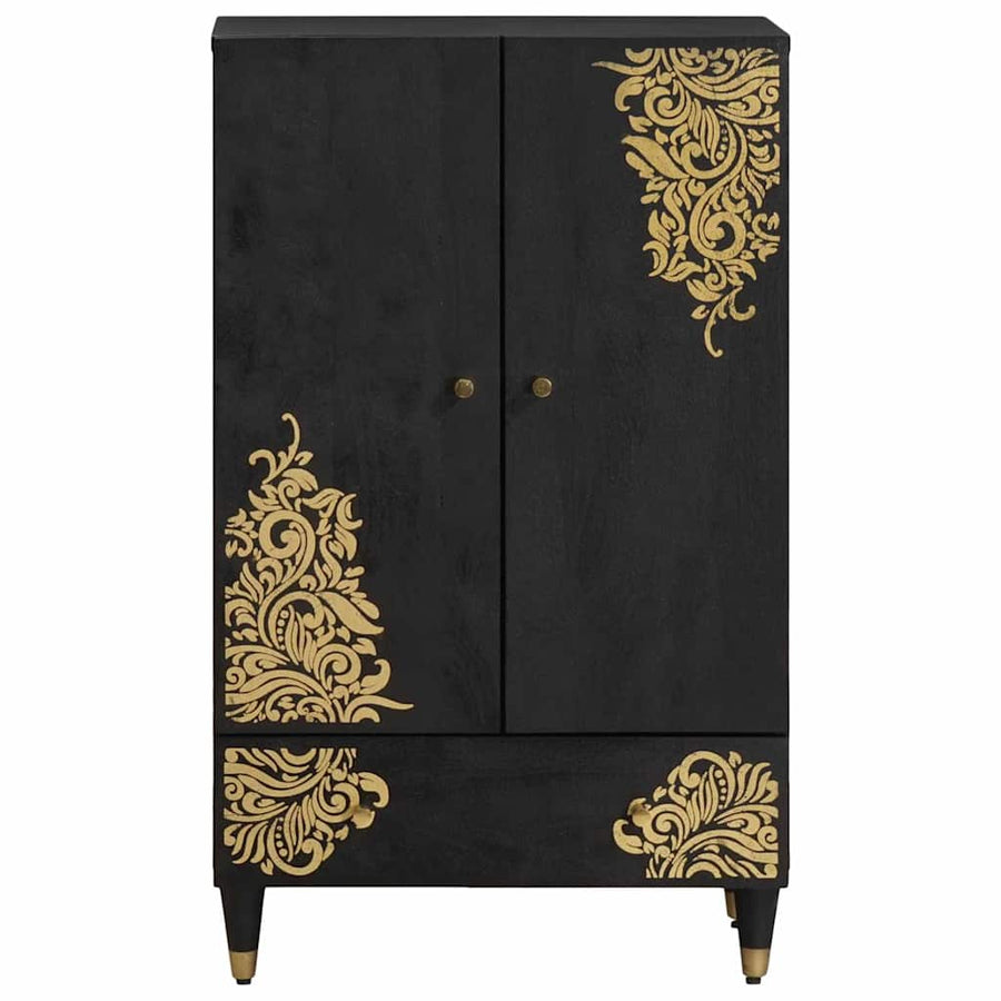 Hoge kast met lade Zwart 60 x 33 x 100 cm Massief Mango Hout