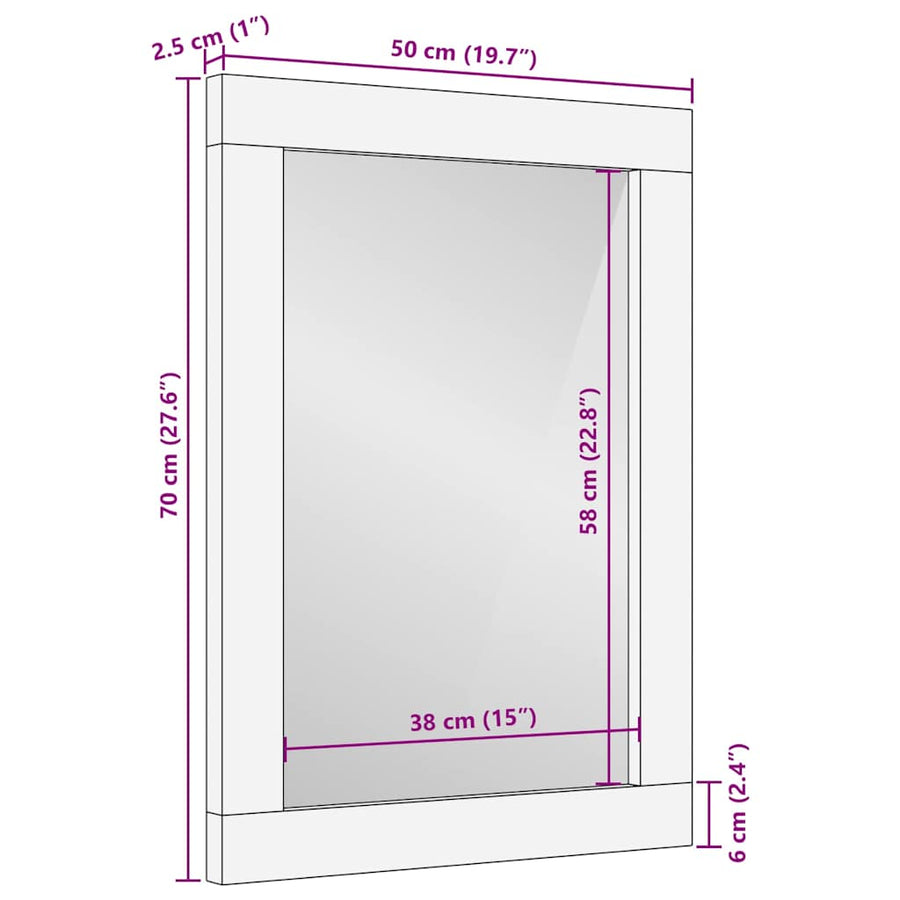 Badkamer Spiegel met spiegel Zwart en Zilver 70 x 50 x 2,5 cm