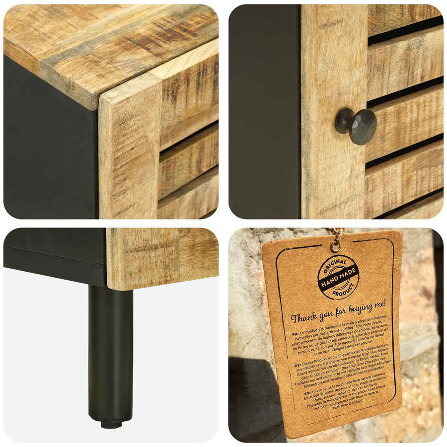 Nachtkastje 2 st Naturel 40 x 33 x 46 cm Massief Mango Hout