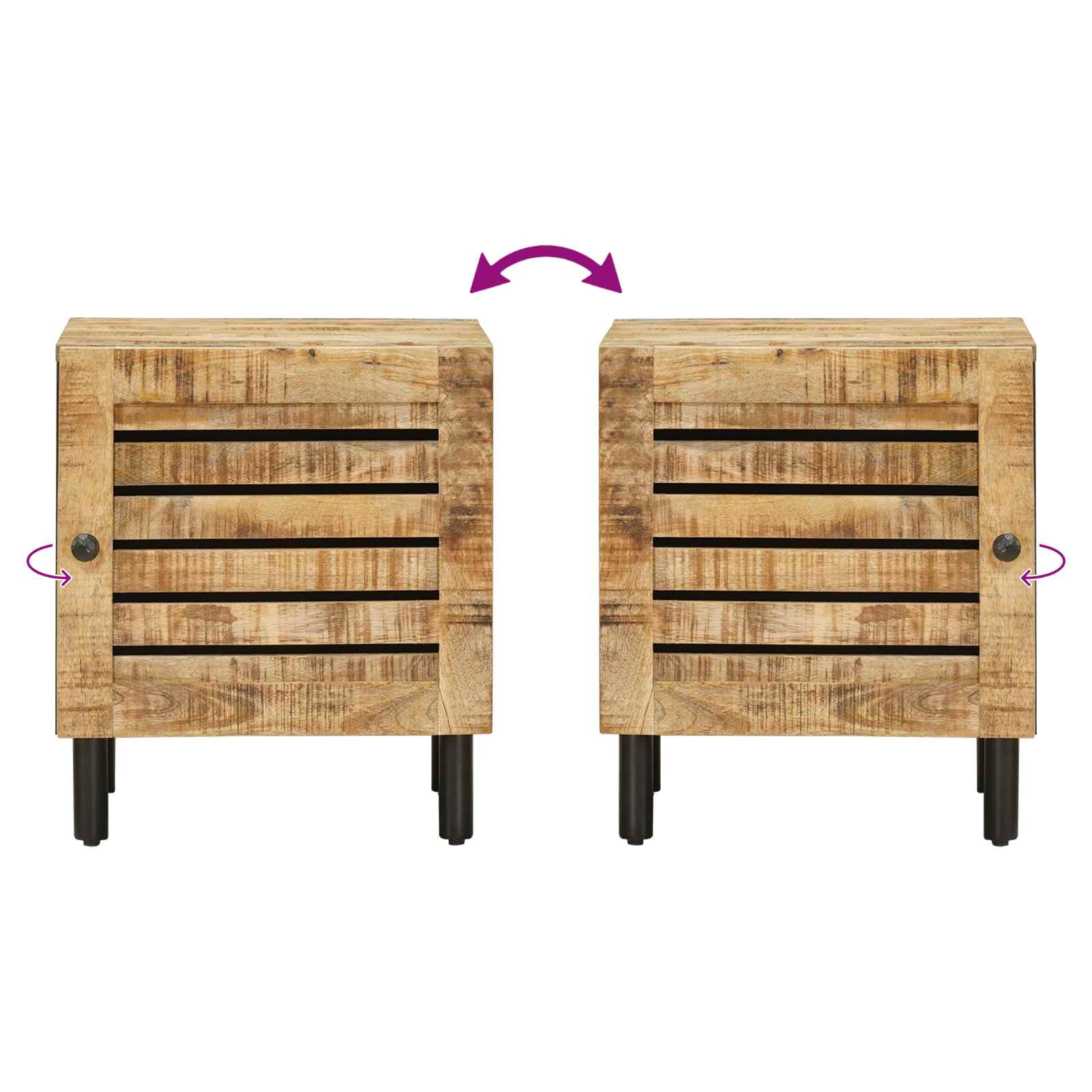 Nachtkastje 2 st Naturel 40 x 33 x 46 cm Massief Mango Hout
