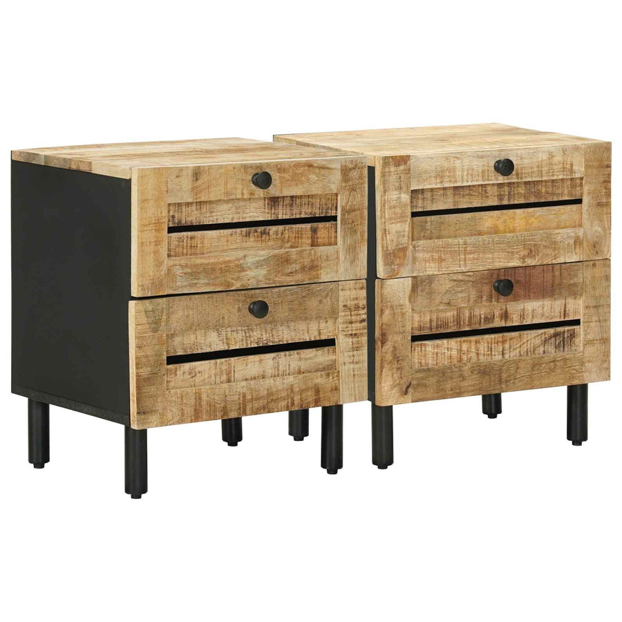 Nachtkastje 2 st Naturel 40 x 33 x 46 cm Massief Mango Hout