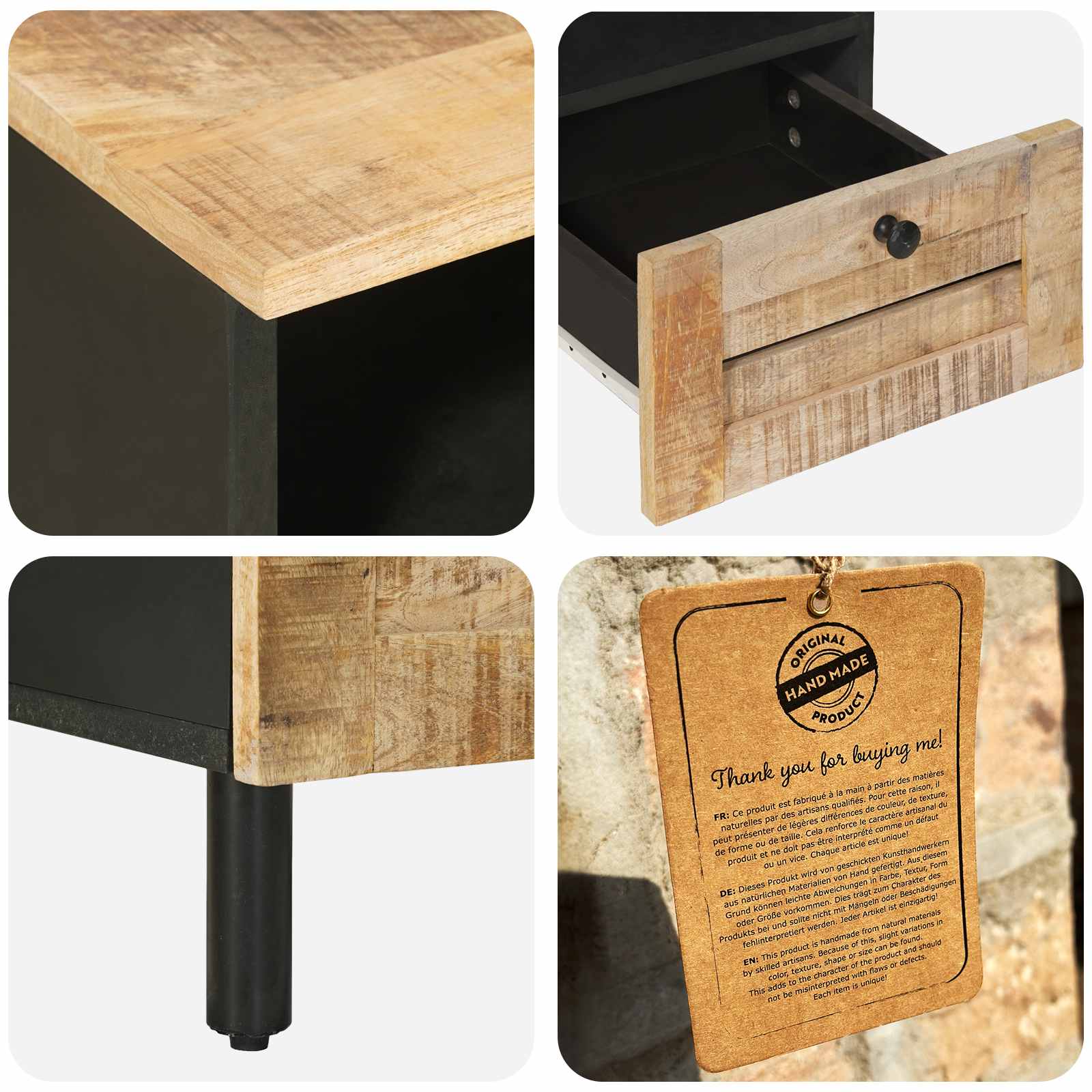 Opslagkasten Naturel 70 x 33 x 46 cm Massief Mango Hout