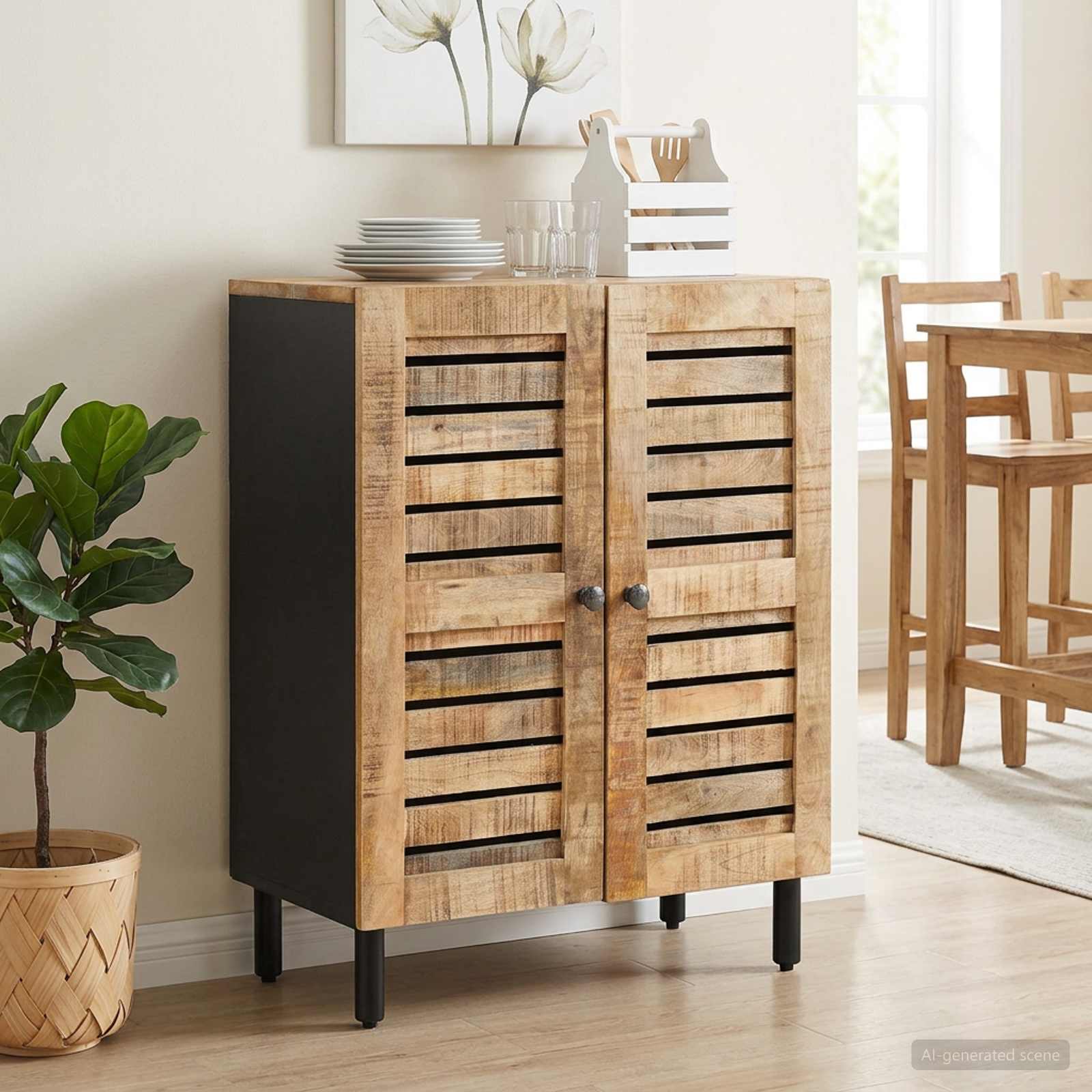 Opslagkasten 60 x 33 x 75 cm Massief Mango Hout Naturel