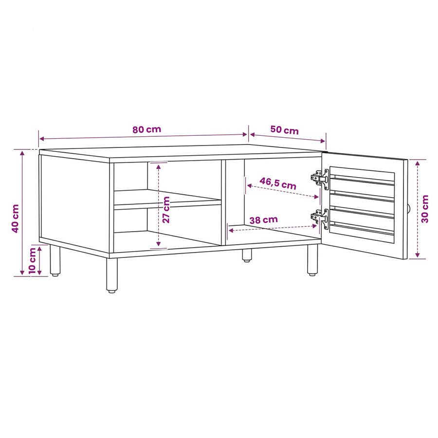 Salontafel Naturel 80 x 50 x 40 cm Massief Mango Hout