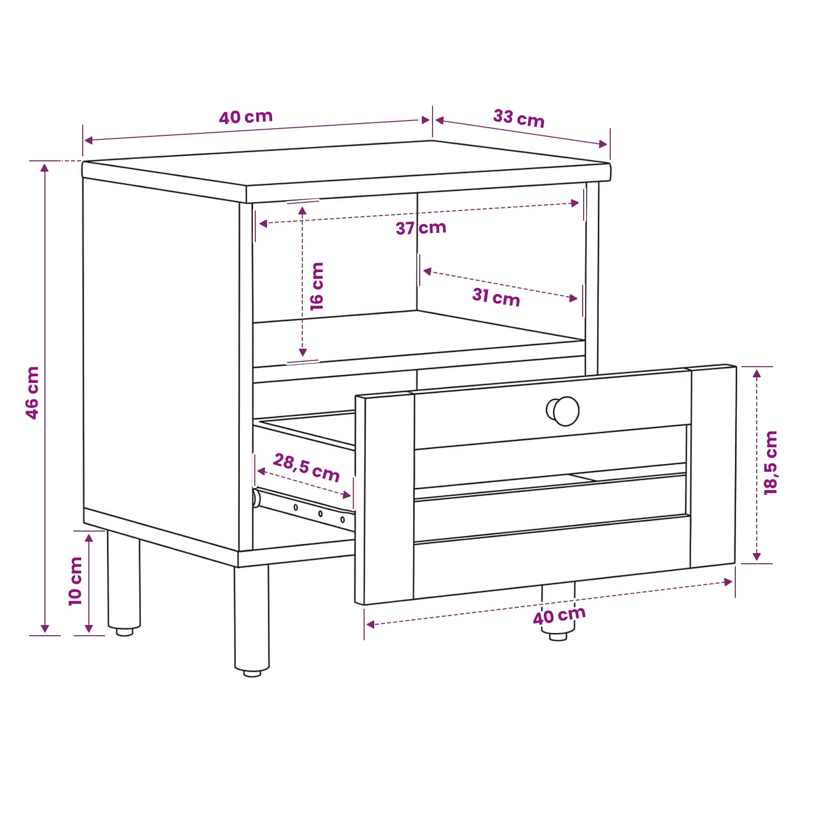 Nachtkastje 2 pcs Bruin 40 x 33 x 46 cm Massief Mango Hout