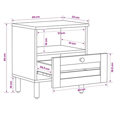 Nachtkastje 2 pcs Bruin 40 x 33 x 46 cm Massief Mango Hout