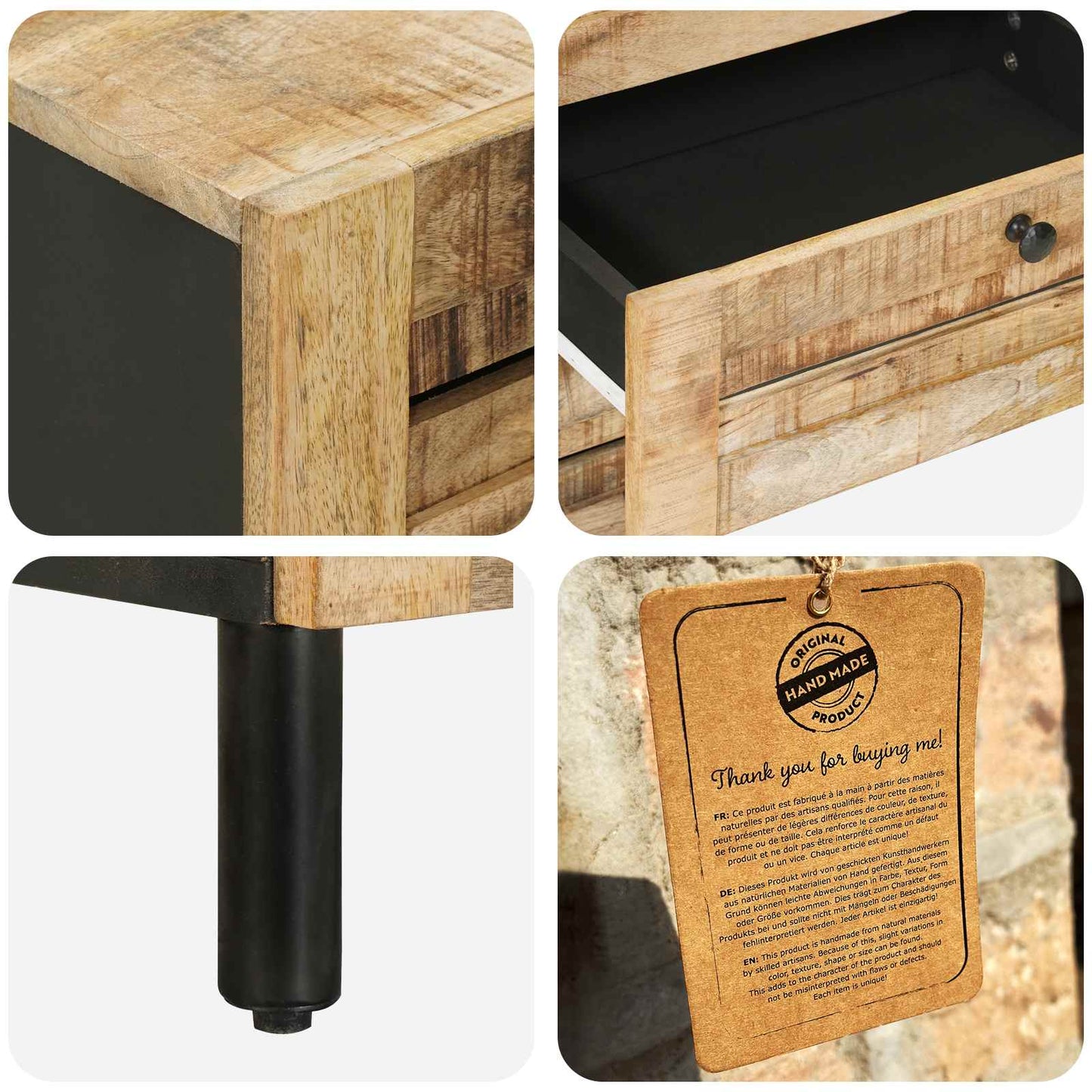 Nachtkastje Naturel 50 x 33 x 62 cm Massief Mango Hout