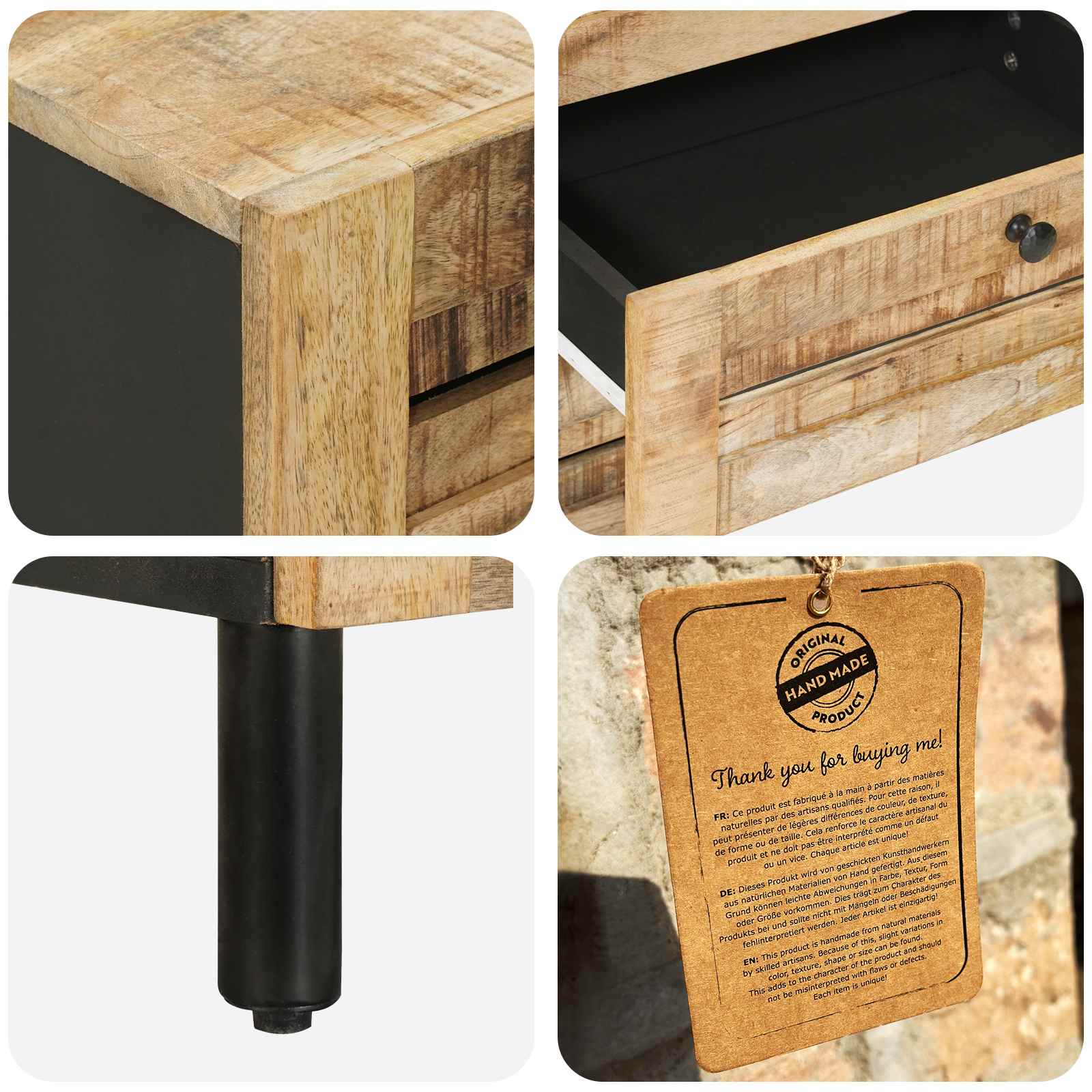 Nachtkastje Naturel 50 x 33 x 62 cm Massief Mango Hout