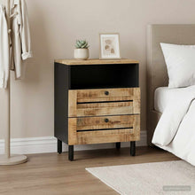 Nachtkastje Bruin en zwart 50 x 33 x 60 cm Massief Mango Hout