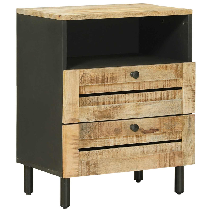 Nachtkastje Bruin en zwart 50 x 33 x 60 cm Massief Mango Hout