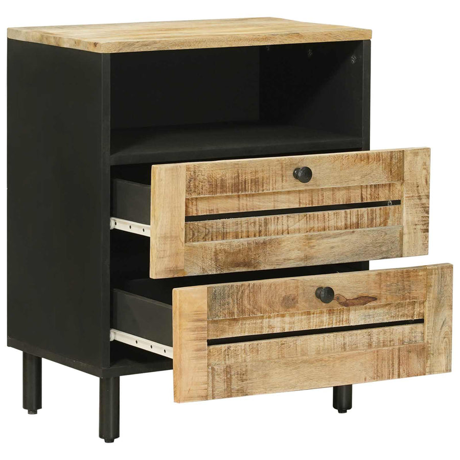 Nachtkastje Bruin en zwart 50 x 33 x 60 cm Massief Mango Hout