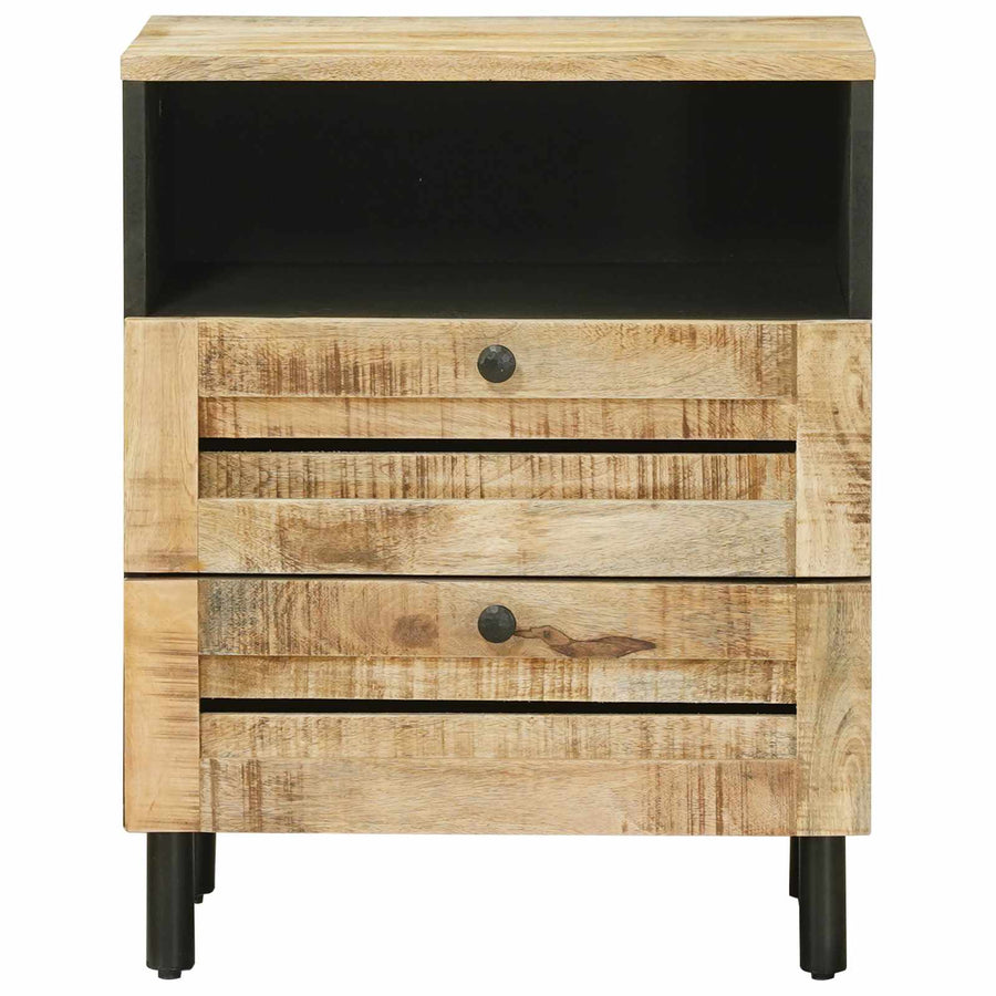 Nachtkastje Bruin en zwart 50 x 33 x 60 cm Massief Mango Hout
