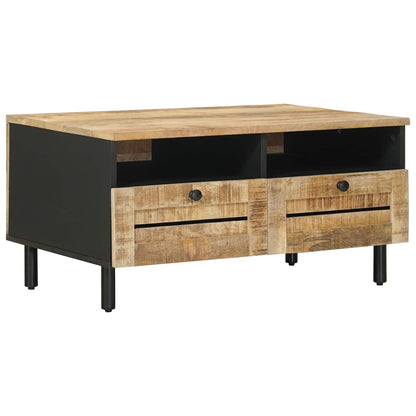 Salontafel Bruin en zwart 80 x 54 x 40 cm Massief Mango Hout