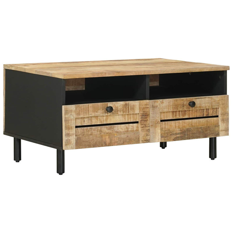 Salontafel Bruin en zwart 80 x 54 x 40 cm Massief Mango Hout