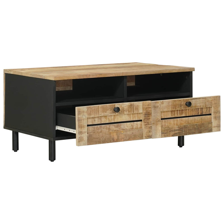 Salontafel Bruin en zwart 80 x 54 x 40 cm Massief Mango Hout