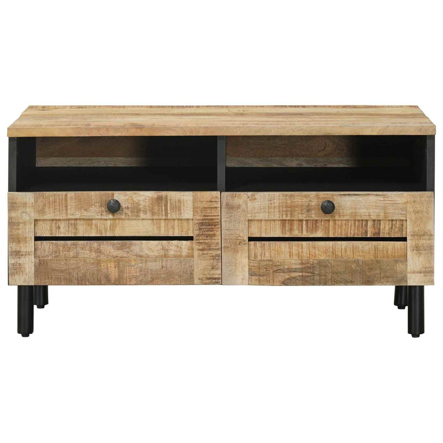 Salontafel Bruin en zwart 80 x 54 x 40 cm Massief Mango Hout