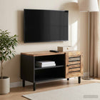 Mediakast massief mangohout 80x33x46 cm naturel