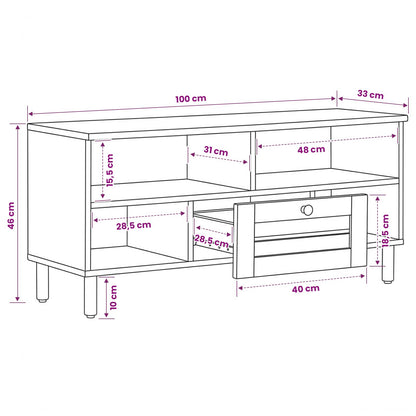 Opslagkasten Naturel 100 x 33 x 46 cm Massief Mango Hout