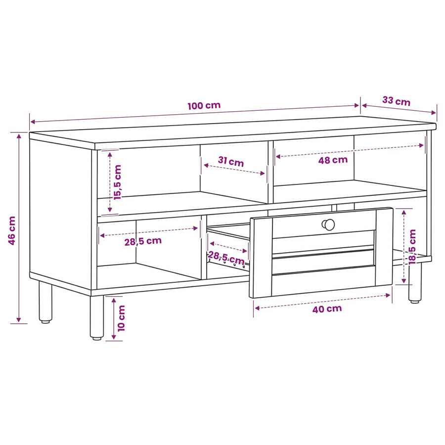 Opslagkasten Naturel 100 x 33 x 46 cm Massief Mango Hout