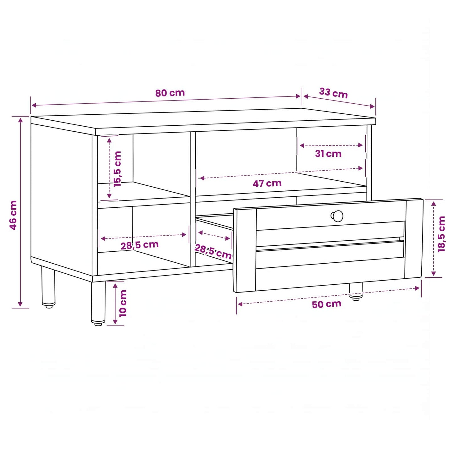 Opslagkasten Bruin 80 x 33,5 x 46 cm Massief Mango Hout