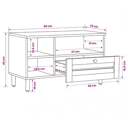 Opslagkasten Bruin 80 x 33,5 x 46 cm Massief Mango Hout