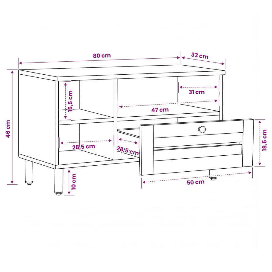 Opslagkasten Bruin 80 x 33,5 x 46 cm Massief Mango Hout