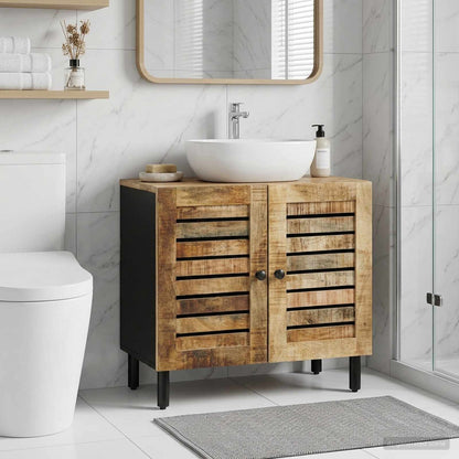 Wastafelkast Bruin en zwart 62 x 33 x 58 cm Massief Mango Hout